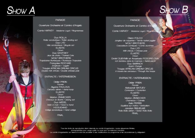 Programmes des spectacles