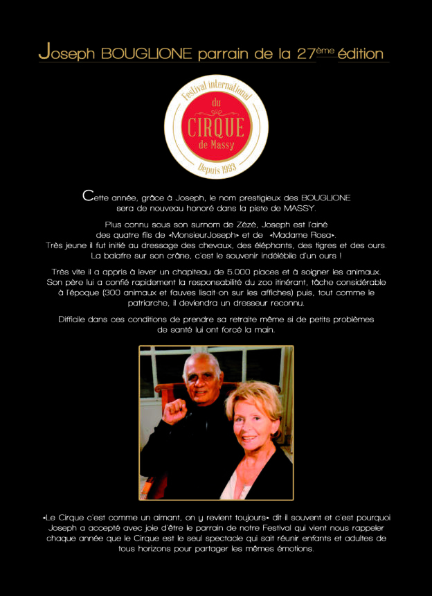 Joseph BOUGLIONE Parrain de la 27e Edition